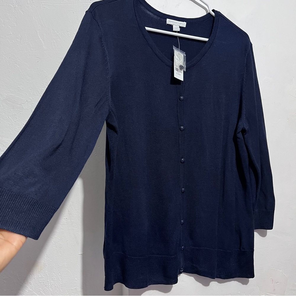 New York & Company sweater XL Navy blue button-up cardigan :Box 0013: